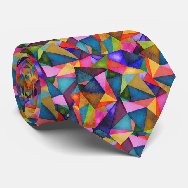 Cravate Motif Géométrique Triangle (Roulé)