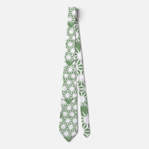 Cravate Motif géométrique vert et blanc olive