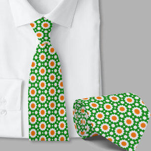 Cravate Motif géométrique vert et orange Irlandais