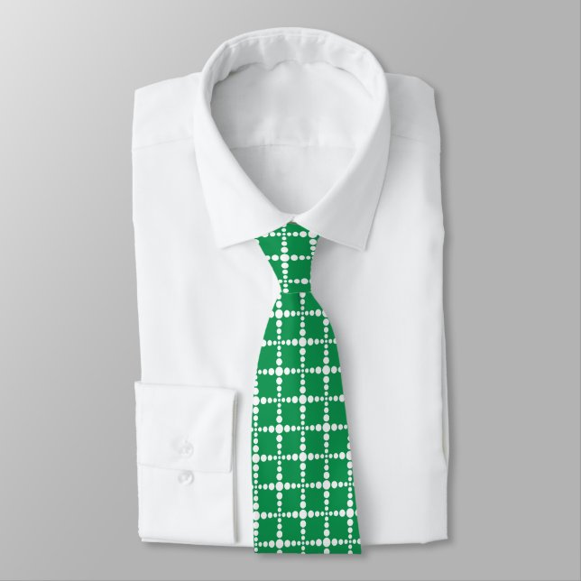 Cravate Motif géométrique vert : grille rétro moderne  (Attaché)