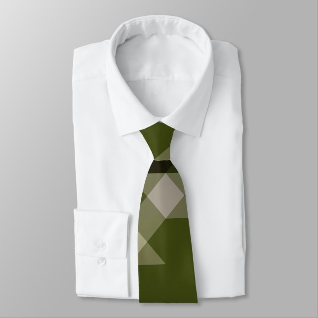 Cravate motif géométrique vert olive (Attaché)
