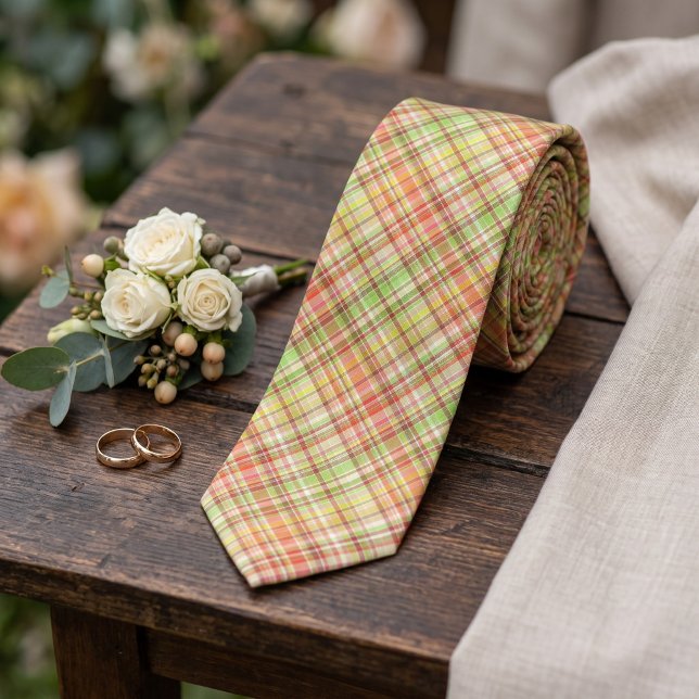 Cravate Motif Gingham Carreaux Rouge Orange Jaune Vert Cit (Créateur téléchargé)
