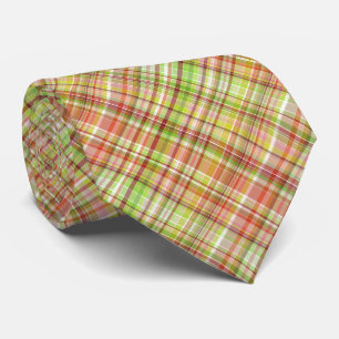 Cravate Motif Gingham Carreaux Rouge Orange Jaune Vert Cit