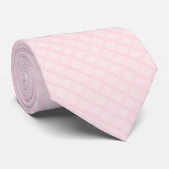 Cravate Motif Gingham Rose Bubble et Lavande (Roulé)