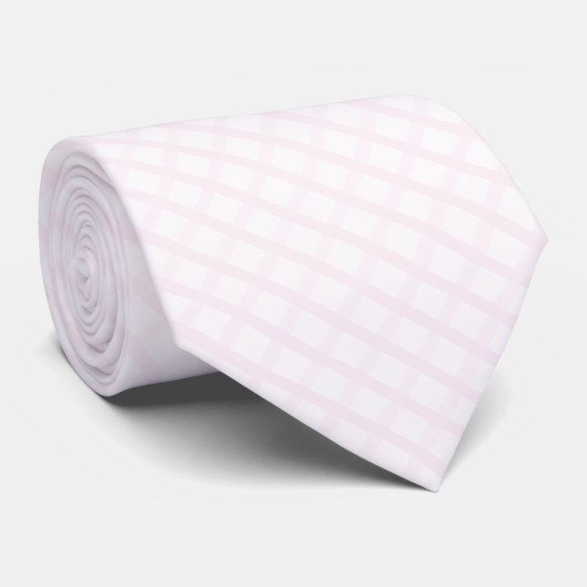 Cravate Motif Gingham Rose Quartz Rose Et Pastel (Roulé)