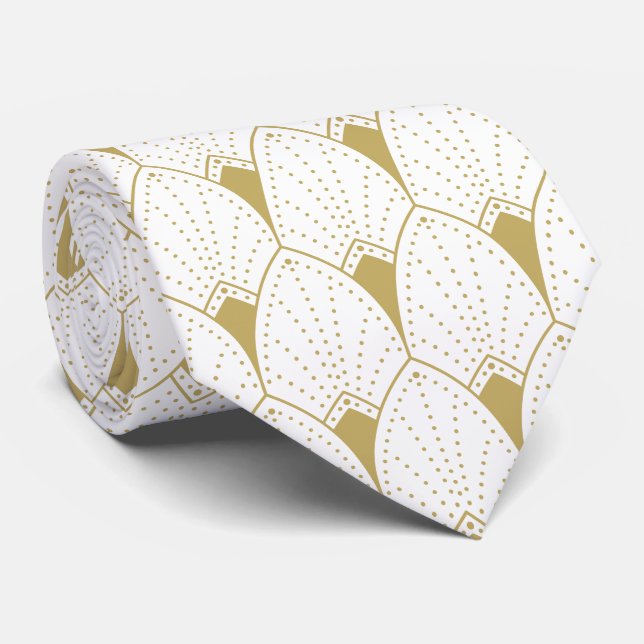 Cravate Motif Gold Art Déco & Arrière - plan blanc (Roulé)