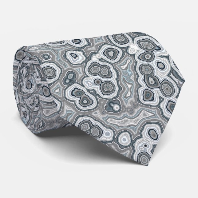 Cravate Motif Granite Marbre Gris Foncé Bleu Moderne Cool (Roulé)