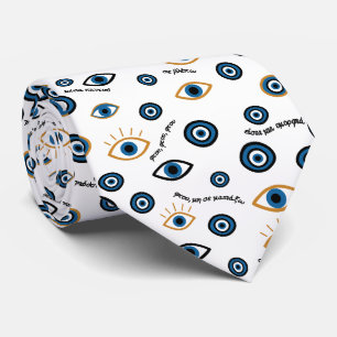 Cravate Motif grec des yeux mal : "Ftou Ftou" Amulet