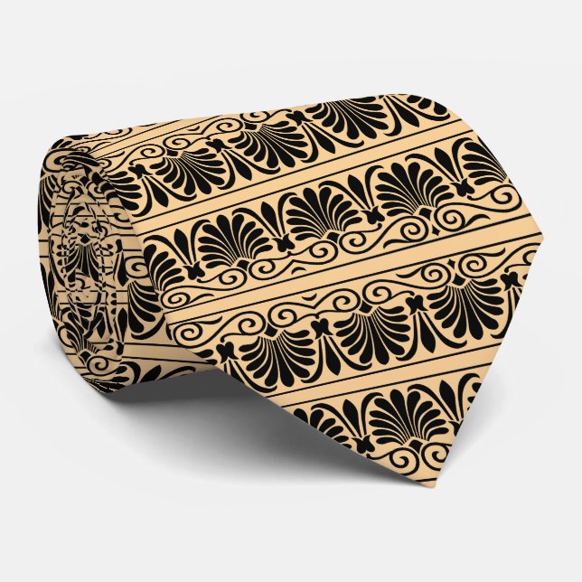 Cravate Motif grec méditerranéen arabe Brown (Roulé)