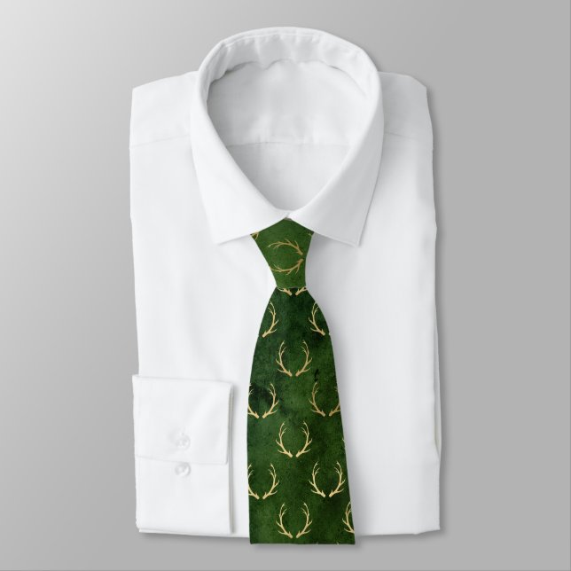 CRAVATE MOTIF GREEN CHRISTMAS REINDEER (Attaché)