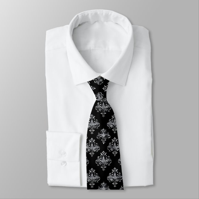 Cravate Motif gris argent (Attaché)