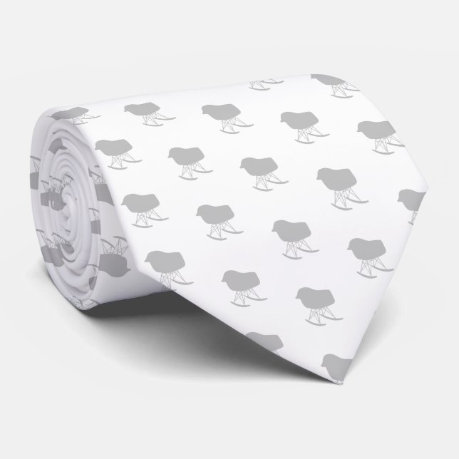 Cravate Motif gris du milieu du siècle Silhouette (Roulé)