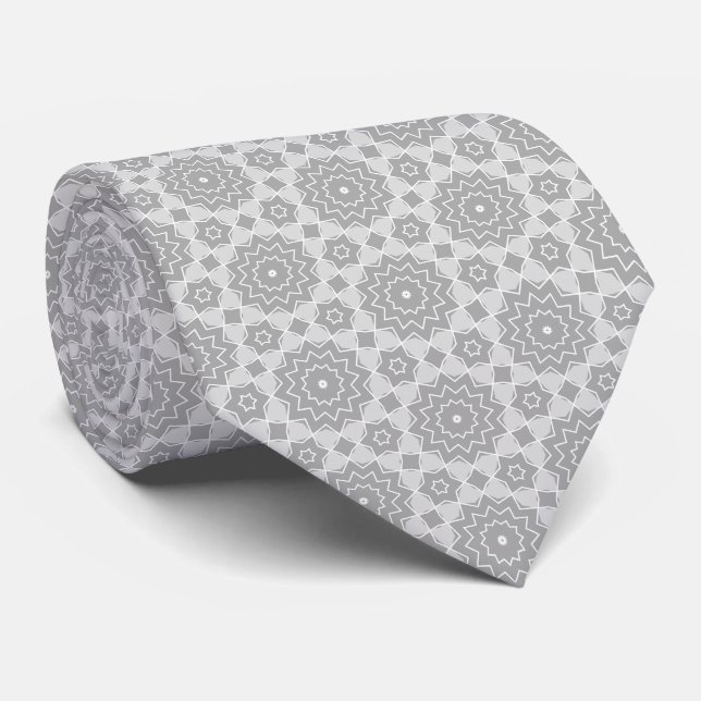 Cravate Motif gris et blanc (Roulé)