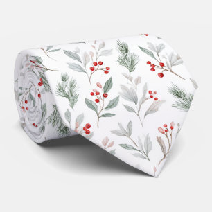 Cravate Motif Gui et Baies de Houx