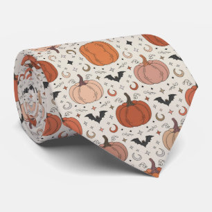 Cravate Motif Halloween citrouilles et chauves-souris