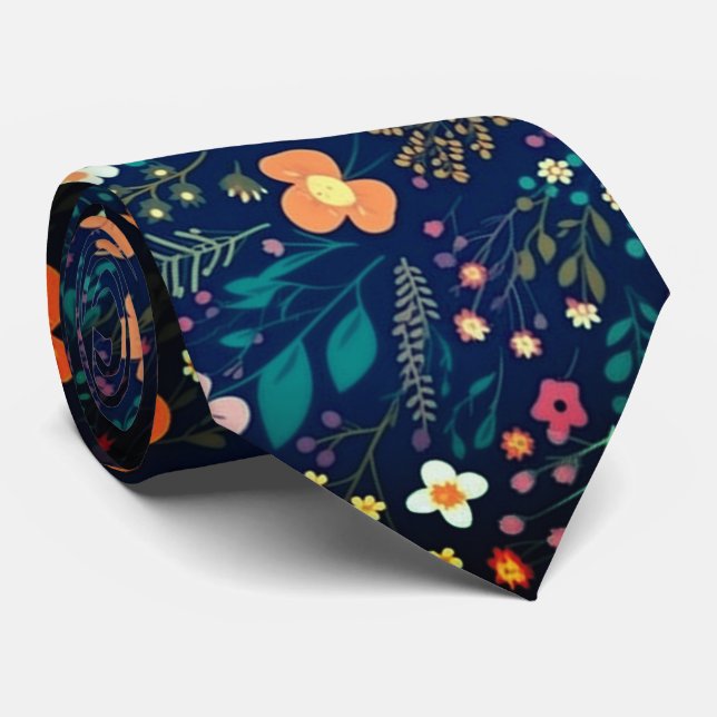 Cravate Motif hawaïen coloré rétro (Roulé)