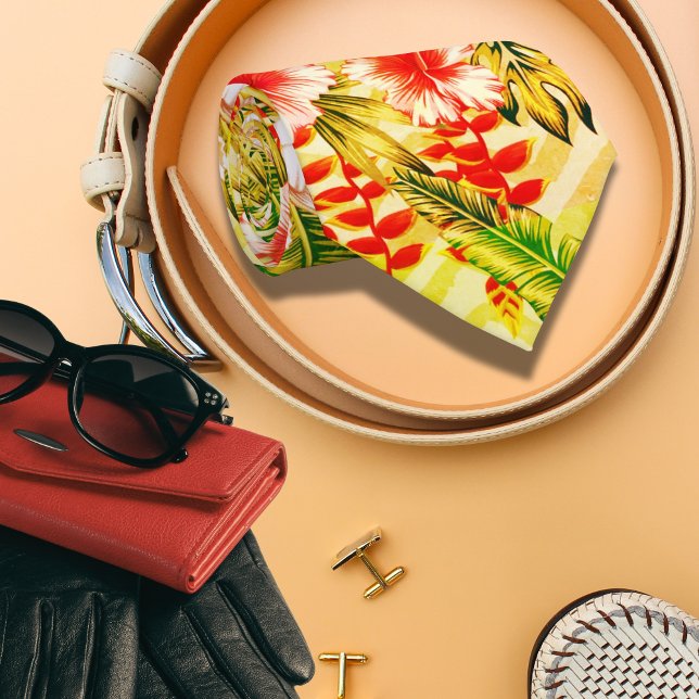 Cravate Motif hawaïen jaune tropical (Créateur téléchargé)