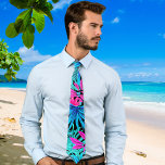 Cravate Motif hawaïen tropical<br><div class="desc">La cravate Hawaiian Print pour hommes présente une combinaison délicieuse de feuilles tropicaux bleu et rose dans son design captivant. L'illustration vibrante de la cravate capte l'attrait des îles Hawaiiennes, en insufflant un sens du paradis tropical à n'importe quel ensemble. Les tons bleu, vert et rose créent une palette de...</div>