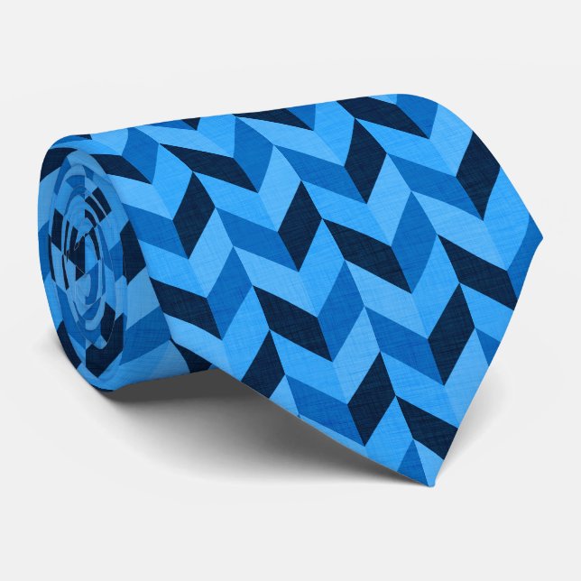 Cravate Motif Herringbone en bleu (Roulé)