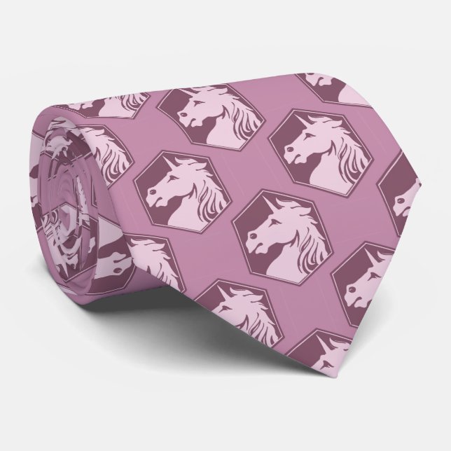Cravate Motif Hexagonal Licorne Mauve (Roulé)