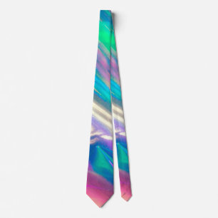 Cravate Motif holographique Rainbow coloré