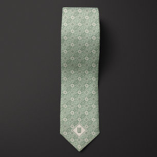 Cravate Motif inspiré de floral vert sauge