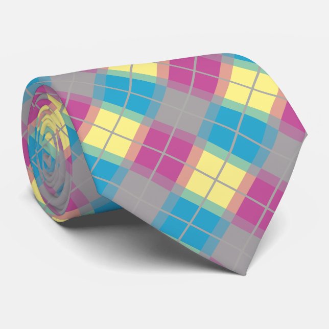 Cravate Motif jaune bleu violet (Roulé)