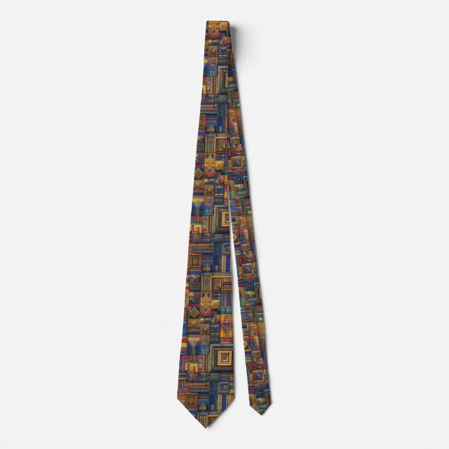 Cravate Motif Kente en 8-bit, (Devant)