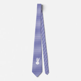 Cravate Motif lapin blanc et rayures bleues
