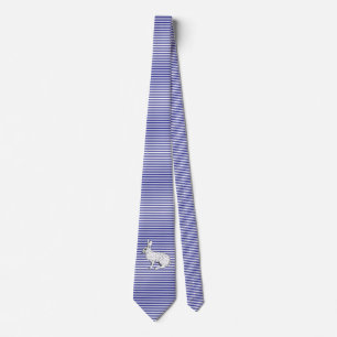 Cravate Motif lapin blanc et rayures bleues