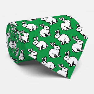 Cravate Motif lapins - Noir et blanc avec Kelly Green