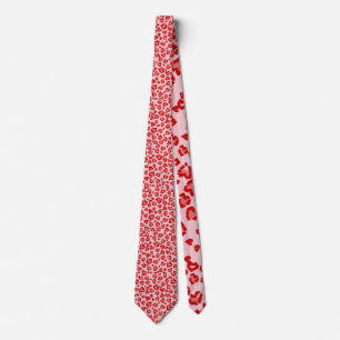 Cravate Motif léopard à cœurs en rouge sur fardé