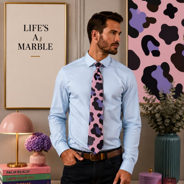 Cravate Motif léopard rose et bleu (Créateur téléchargé)