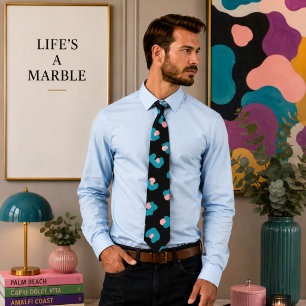 Cravate Motif léopard rose et bleu