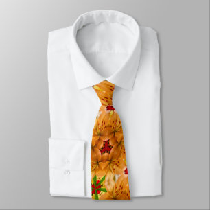 Cravate Motif Lilium Orange