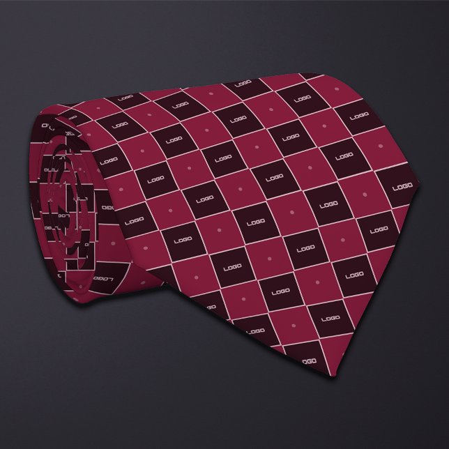 Cravate Motif Logo Damier Bourgogne (Créateur téléchargé)