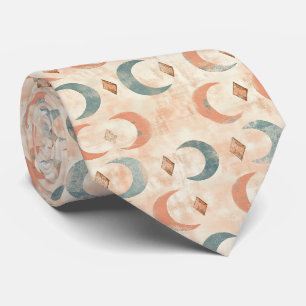 Cravate Motif lunaire floral céleste Boho (6)