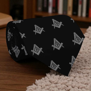 Cravate Motif maçonnerie maçonnique noir