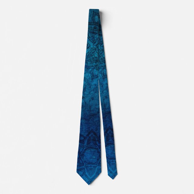 Cravate Motif Mandala bleu clair désorganisé (Devant)