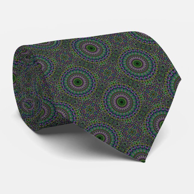 Cravate Motif Mandala vert foncé (Roulé)