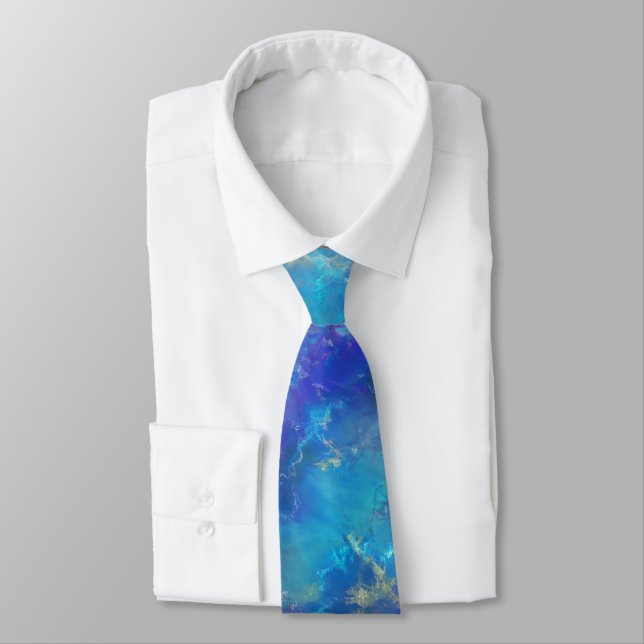 Cravate Motif marbré bleu et or (Attaché)
