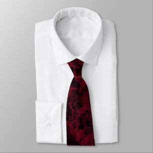 Cravate Motif marbre noir et rouge.