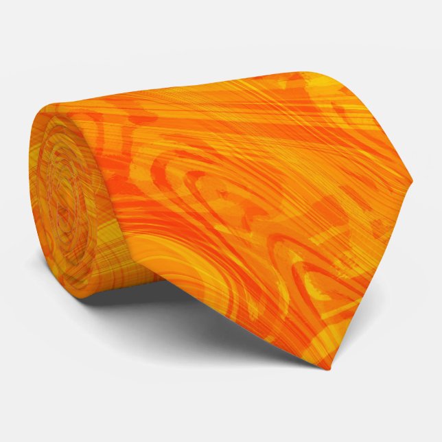 Cravate Motif Marbré Orange (Roulé)