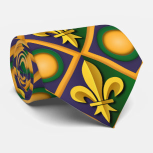 Cravate Motif mardi à la fleur de lis dorée