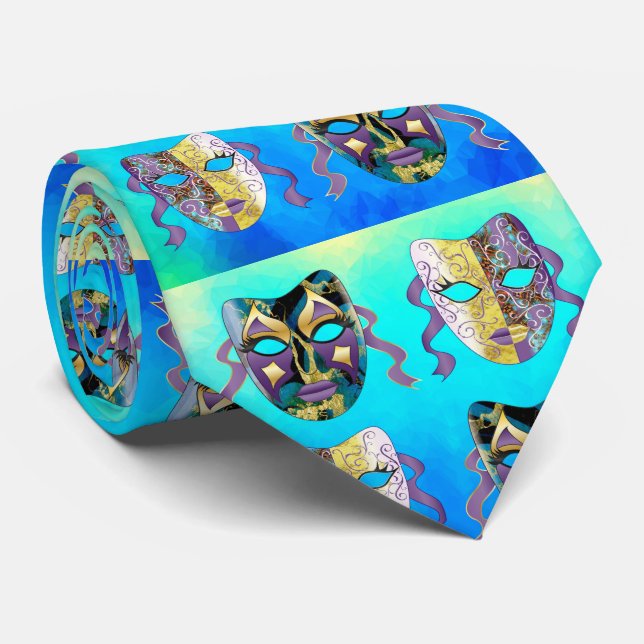 Cravate Motif masque vénitien en Motif éclectique vid (Roulé)