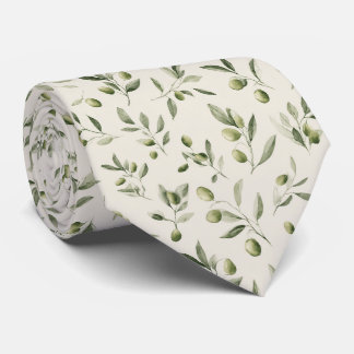 Cravate Motif méditerranéen de la Branche d'olive