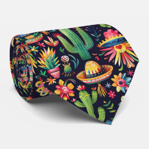 Cravate motif mexicain carrelé cool