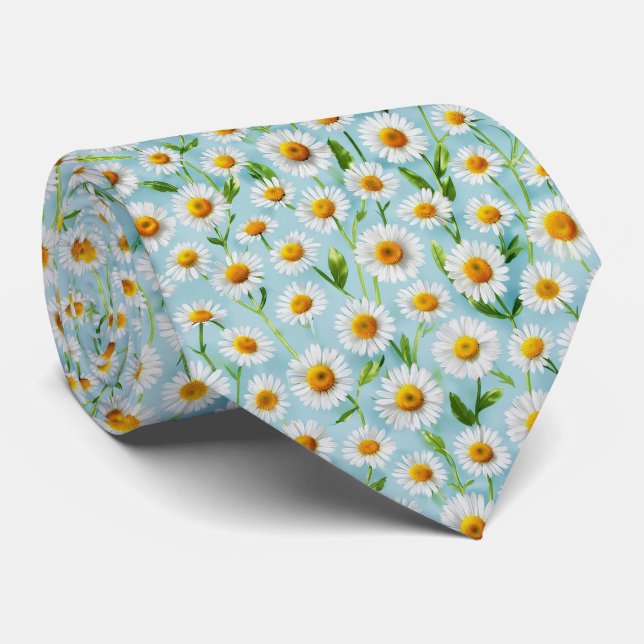 Cravate Motif Micro Pâquerette de Printemps (Roulé)