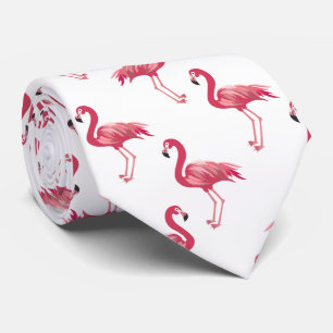 Cravate Motif mignon de flamant de rose de plage