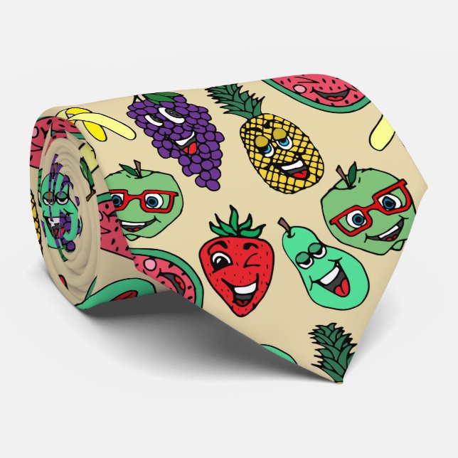 Cravate Motif mignon drôle d'illustrations de fruit (Roulé)